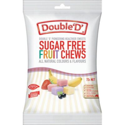 Double 'D' Sugar Free Fruit Chews All Natural Colours & Flavours 72g